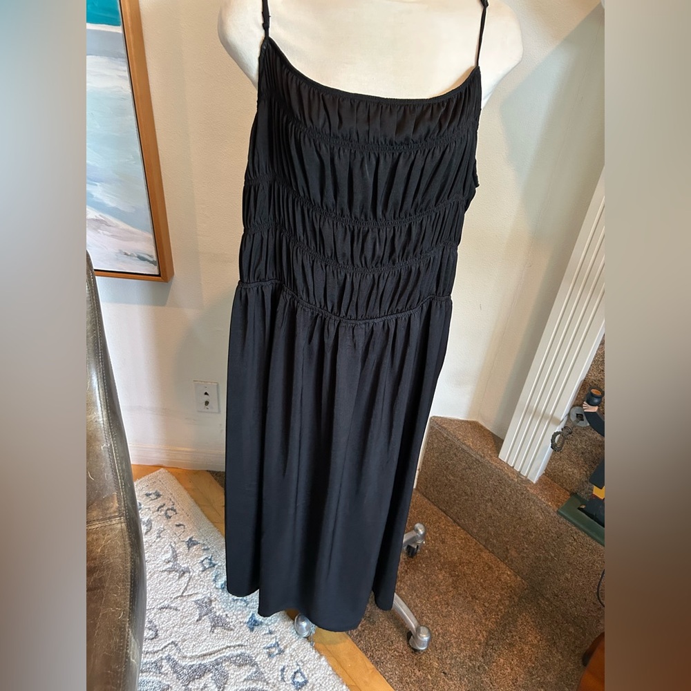 GAP Black Silky Smocked Midi Halter Dress, Size XXL - Picture 4 of 9